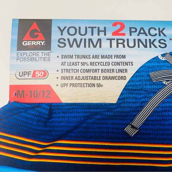 Gerry Boys Youth 2-pack UPF 50+ Swim Trunks Sizes S-7/8, M-10/12, NWT. - Picture 5 of 6